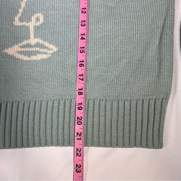 Desert Dreamer Cameo Face Outline Sage Knit Pullover Cropped Sweater SMALL EUC - Picture 16 of 16